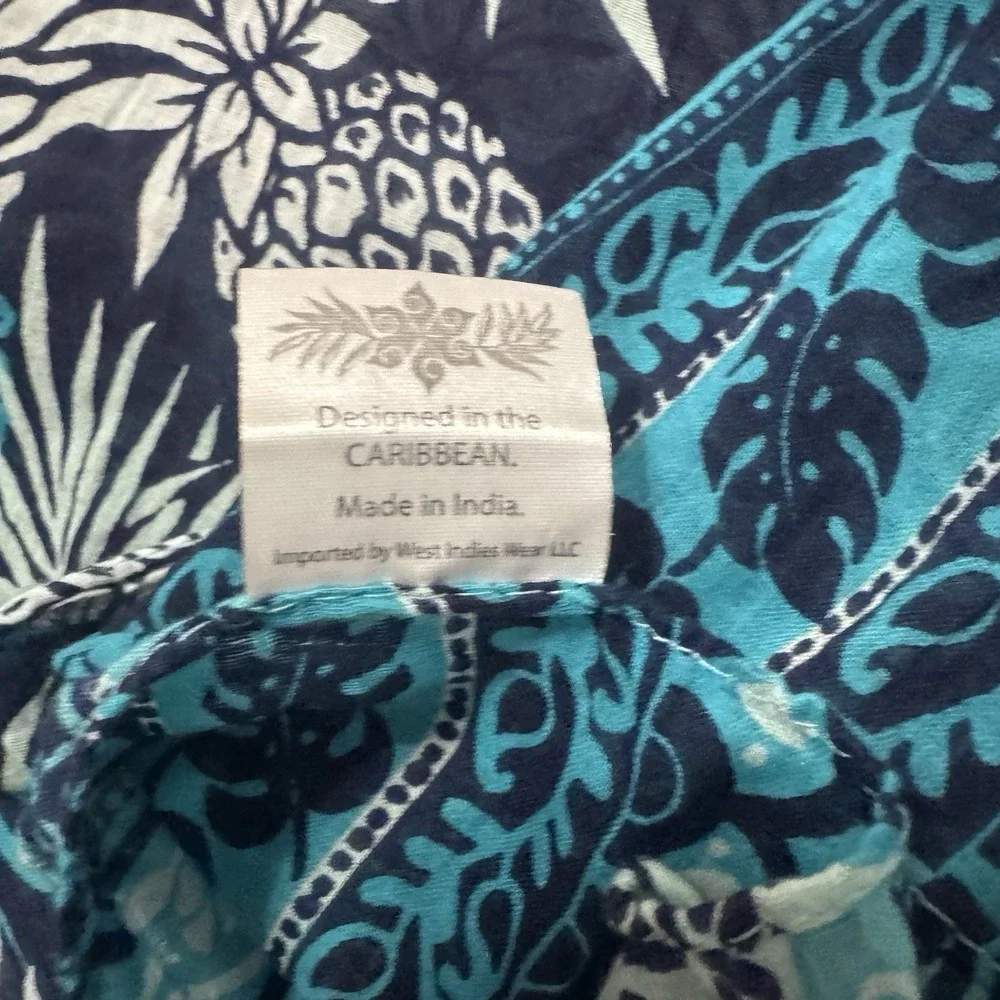 Caribbean Blue Pineapple Tropical Sarong Wrap Cover Up Scarf 100% Cotton